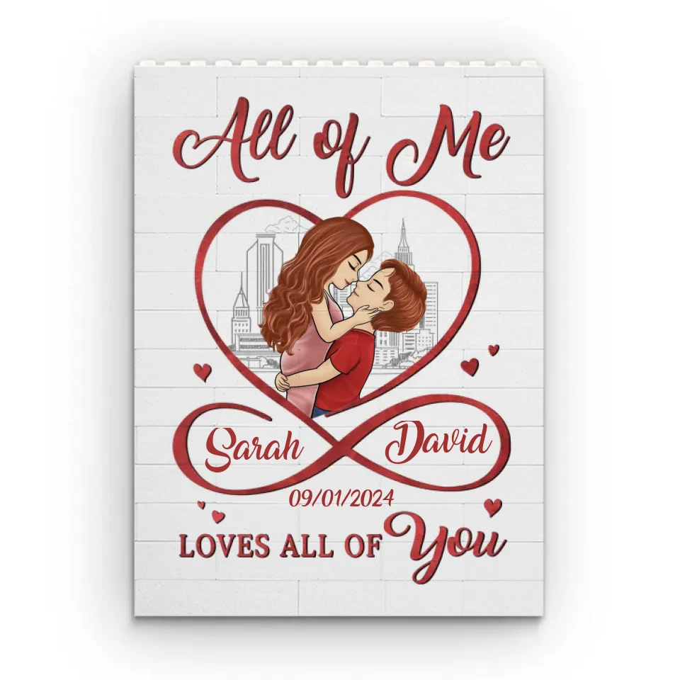 Tout de moi t'aime tout entier - Blocs de construction rectangulaires verticaux personnalisés pour couple - Cadeau pour mari et femme, anniversaire