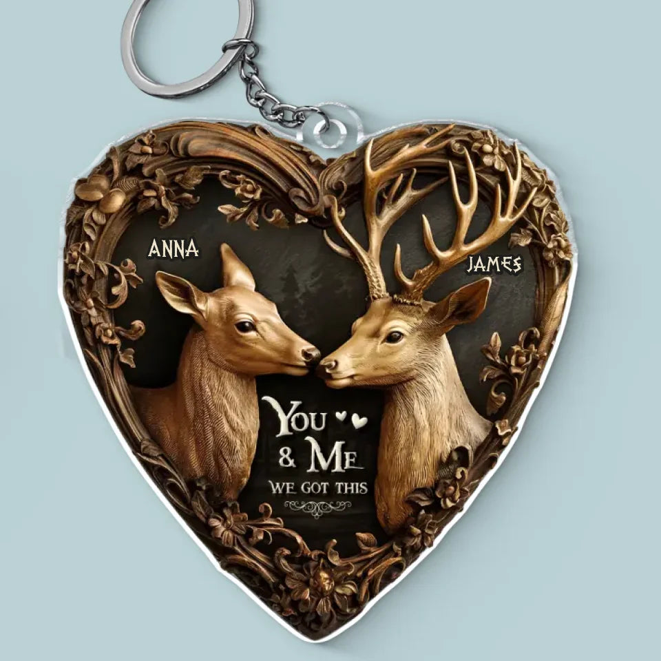 Tu es mon endroit heureux - Porte-clés personnalisé en acrylique en forme de couple - Cadeau pour mari et femme, anniversaire