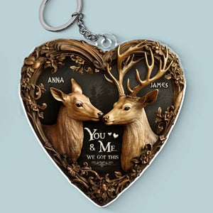 Tu es mon endroit heureux - Porte-clés personnalisé en acrylique en forme de couple - Cadeau pour mari et femme, anniversaire