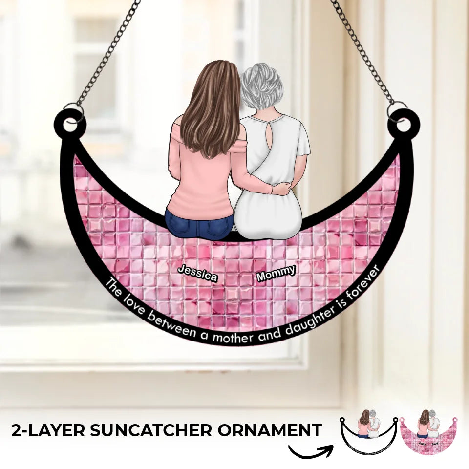 Je t'aime jusqu'à la lune et retour - Ornement attrape-soleil personnalisé à suspendre à la fenêtre - Cadeau pour maman