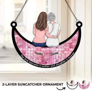 Je t'aime jusqu'à la lune et retour - Ornement attrape-soleil personnalisé à suspendre à la fenêtre - Cadeau pour maman