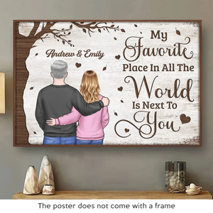 Un amour, un cœur, un destin - Affiche horizontale personnalisée pour couple - Cadeau de Noël pour mari et femme, anniversaire