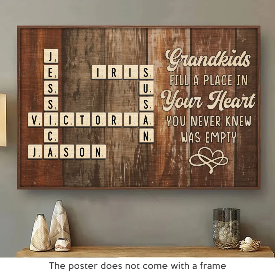 Le lien profond entre grands-parents et enfants - Affiche horizontale personnalisée pour la famille - Cadeau pour grand-mère, grand-père et petit-enfant