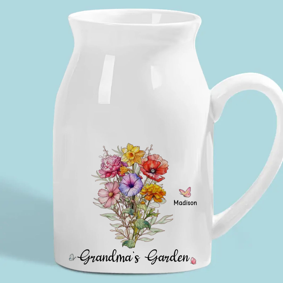 Dans le jardin de grand-mère, l'amour fleurit toujours - Vase à fleurs personnalisé pour la décoration intérieure de la famille - Cadeau de pendaison de crémaillère pour maman et grand-mère