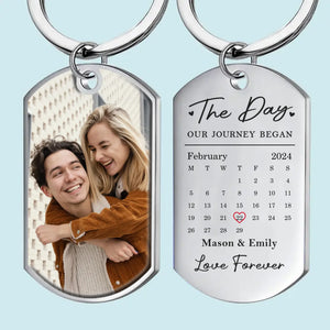 Photo personnalisée célébrant le jour où notre voyage a commencé - Porte-clés personnalisé pour couple - Cadeau de Noël pour mari et femme, anniversaire