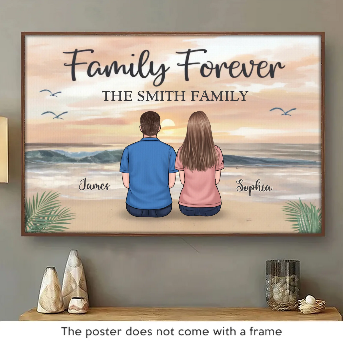 Famille pour toujours, le plus beau cadeau de tous - Affiche horizontale personnalisée pour la famille - Cadeau pour les membres de la famille