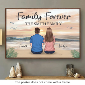 Famille pour toujours, le plus beau cadeau de tous - Affiche horizontale personnalisée pour la famille - Cadeau pour les membres de la famille