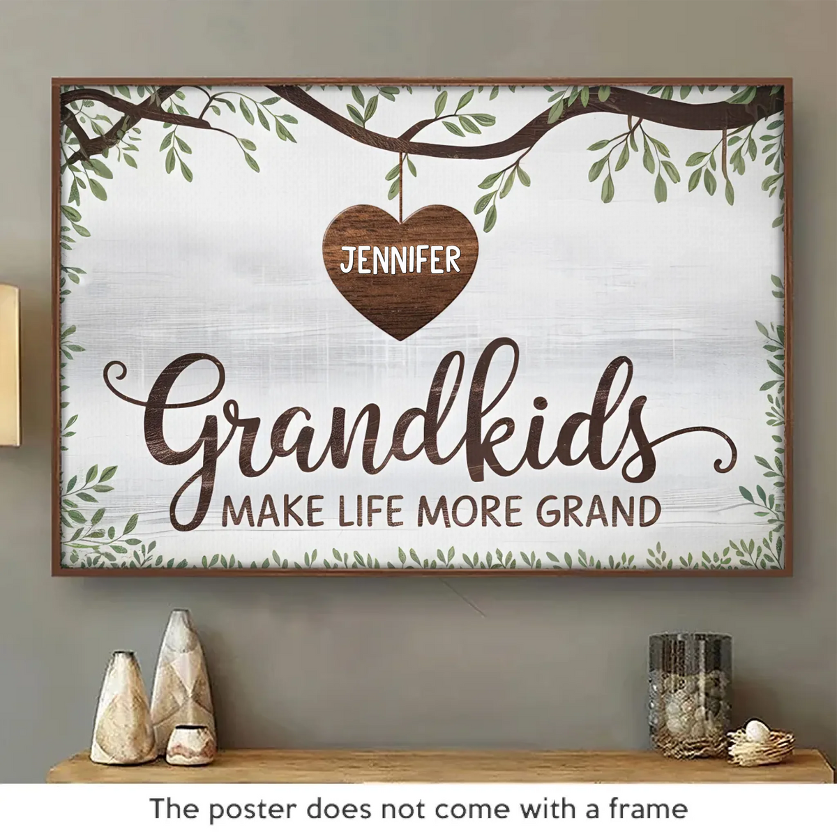 Des racines d'une grand-mère naissent les rêves d'un petit-enfant - Affiche horizontale personnalisée pour la famille - Cadeau pour maman, grand-mère