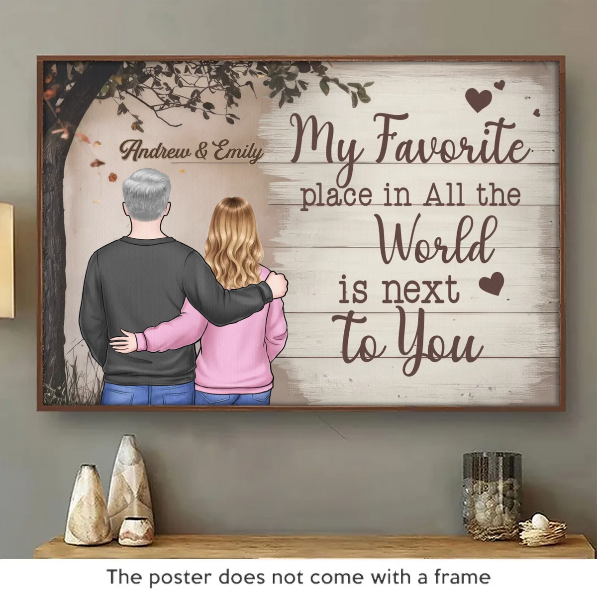 Je me sens complet quand je suis avec toi - Affiche horizontale personnalisée pour couple - Cadeau pour mari et femme, anniversaire