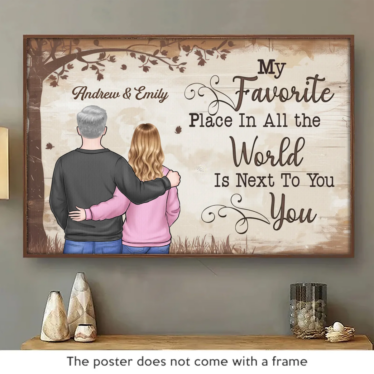Avec toi, je suis toujours en paix - Affiche horizontale personnalisée pour couple - Cadeau pour mari et femme, anniversaire