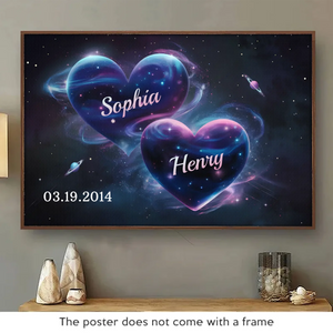 Mon cœur bat au rythme du tien - Affiche horizontale personnalisée pour couple - Cadeau pour mari et femme, anniversaire