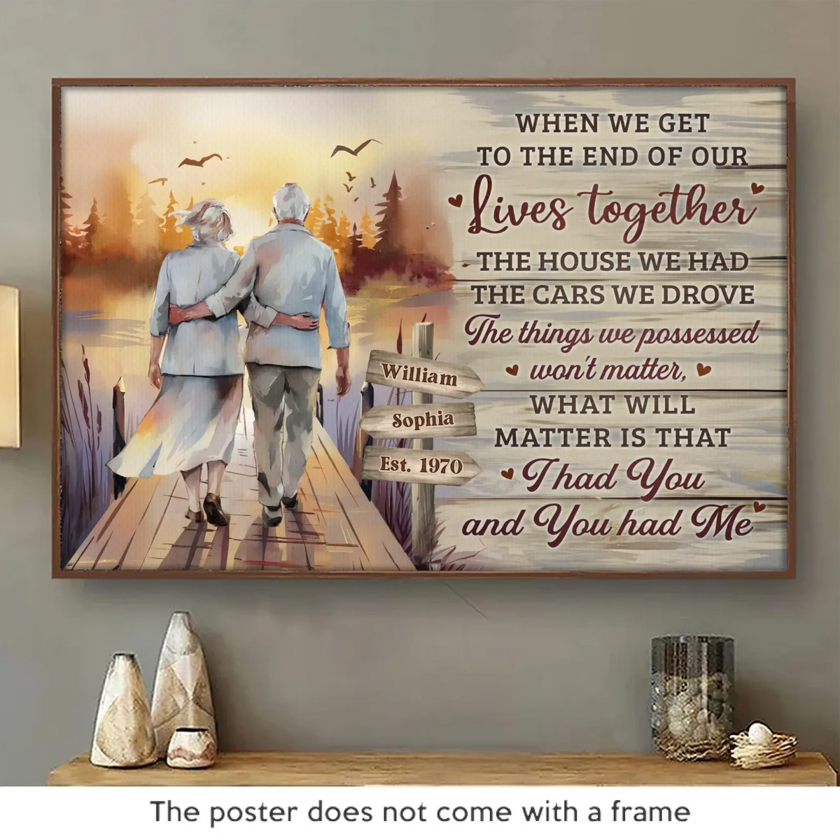 Notre amour prouve que l'éternité est réelle - Affiche horizontale personnalisée pour couple - Cadeau pour mari et femme, anniversaire