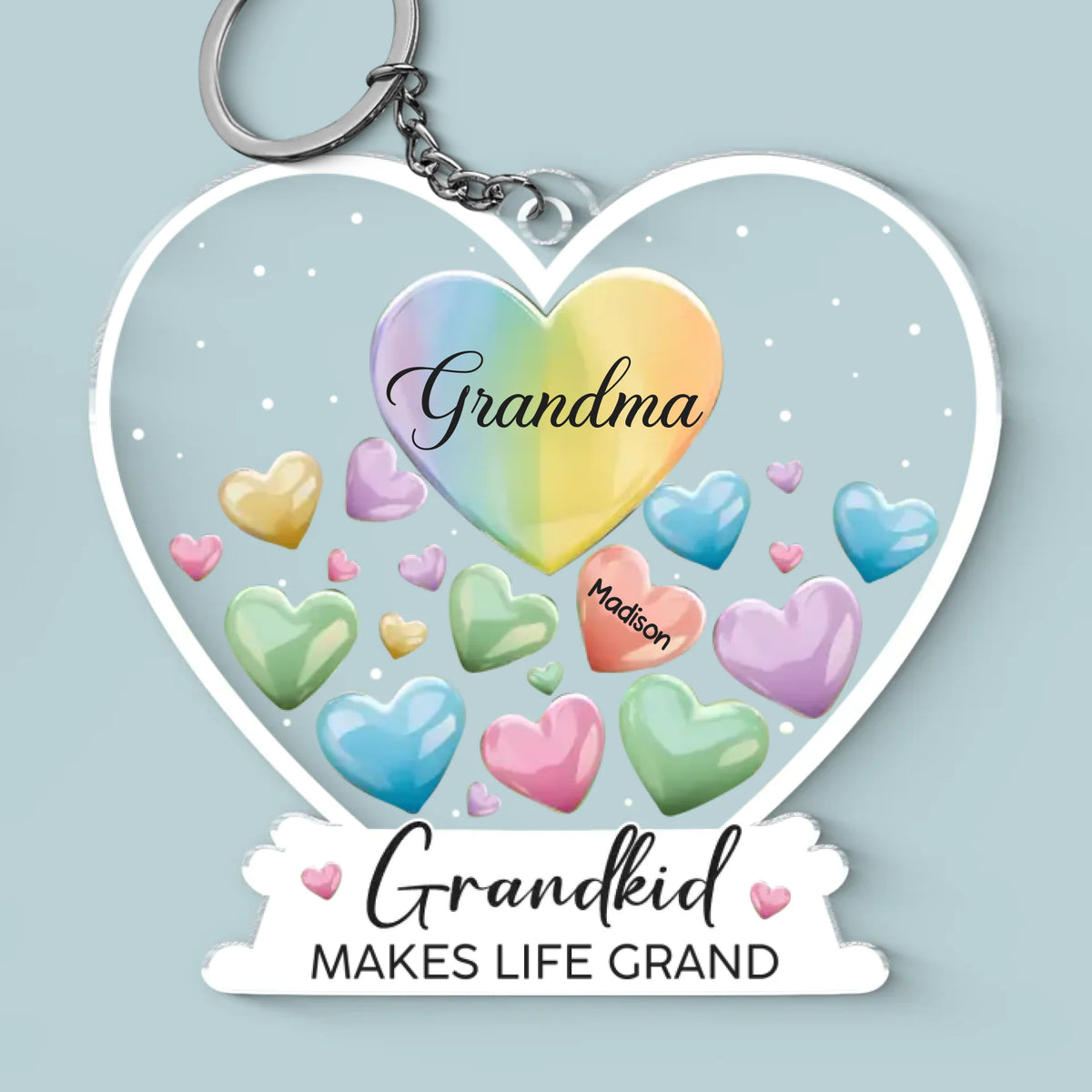 La vie est meilleure avec ses petits-enfants - Porte-clés personnalisé en acrylique de forme personnalisée pour la famille - Cadeau pour grand-mère, grand-père et petit-enfant