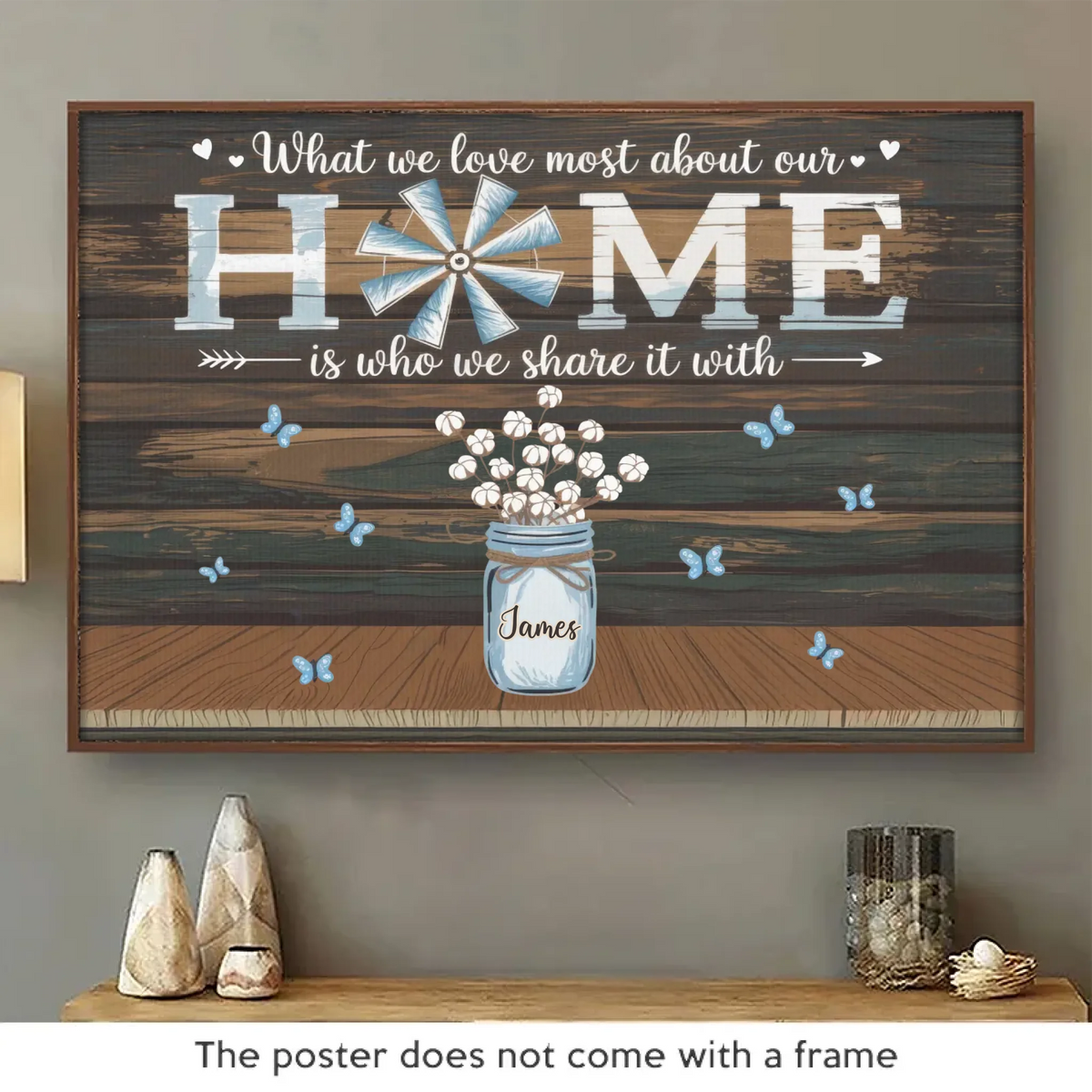 Le temps passé en famille est un cadeau - Affiche horizontale personnalisée pour la famille - Cadeau pour les membres de la famille