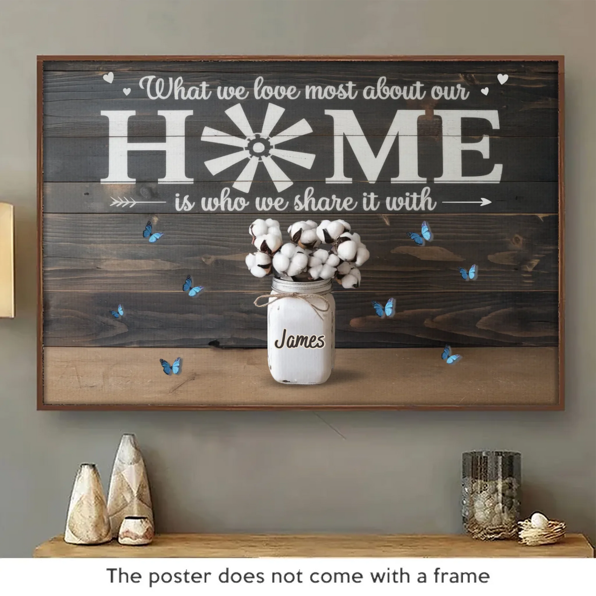 Les liens familiaux, un fil conducteur d'amour et de soutien - Affiche horizontale personnalisée pour la famille - Cadeau pour les membres de la famille