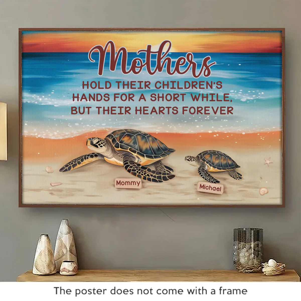 Lentement mais sûrement, l'amour maternel ne faiblit jamais - Affiche horizontale personnalisée pour la famille - Cadeau pour maman