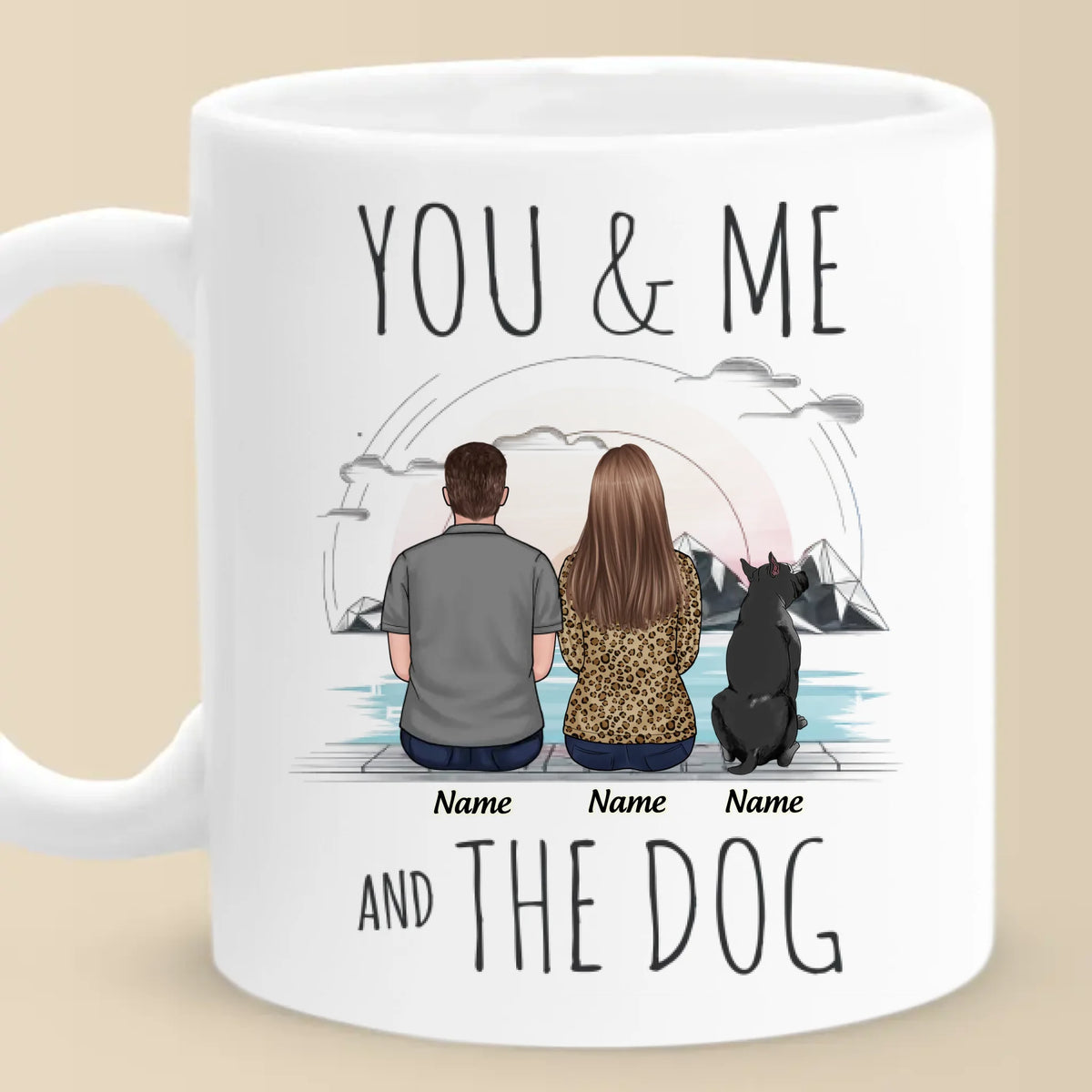 Ensemble avec nos chiots - Tasse personnalisée pour couple - Cadeau pour mari et femme, anniversaire, propriétaires d'animaux, amoureux des animaux
