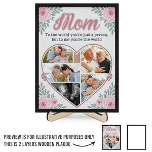 Photo personnalisée Notre amour pour vous ne connaît pas de limites
 - Plaque en bois personnalisée à 2 couches avec support - Cadeau pour maman et fille