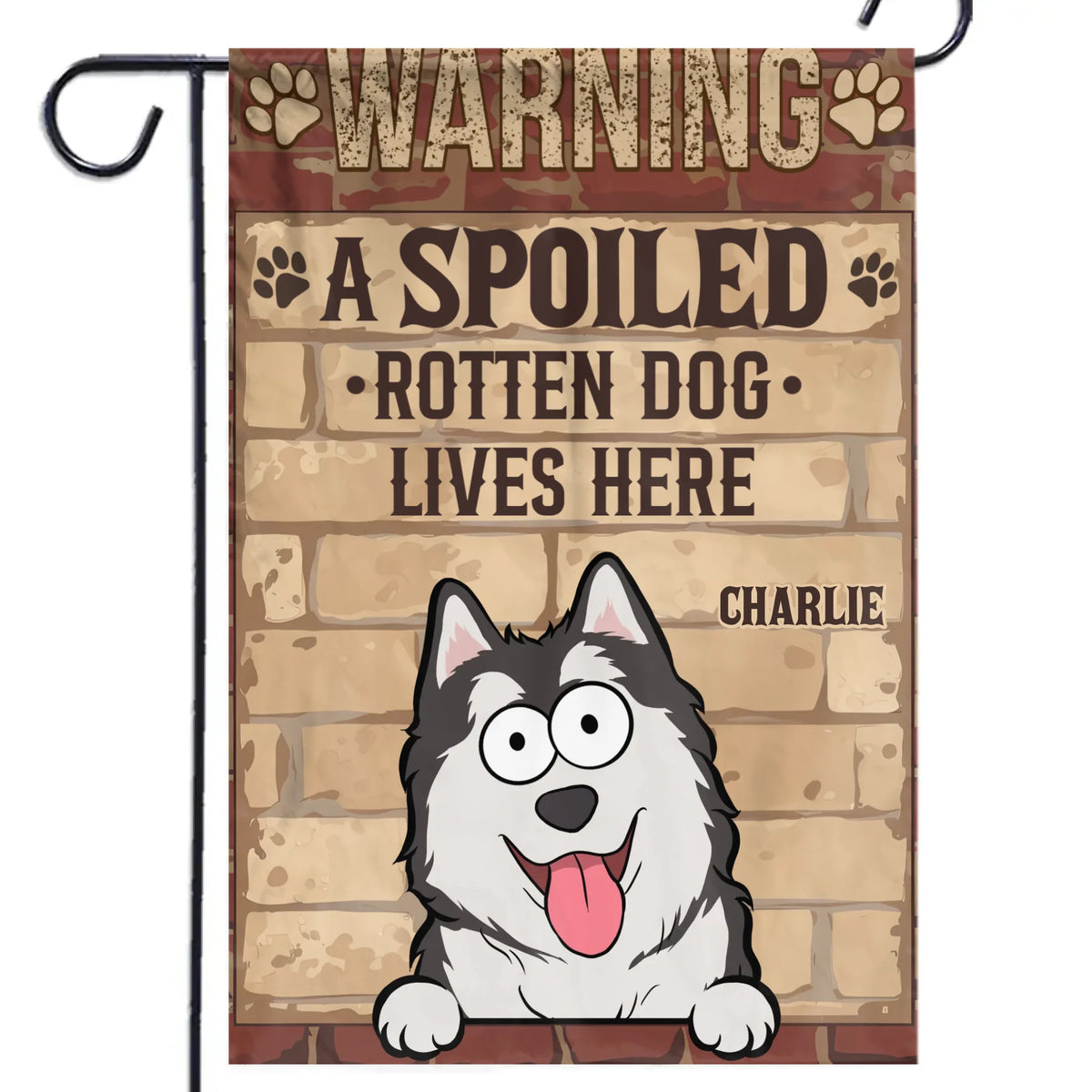 « Pattes en l'air ou affrontez les chiens » – Drapeau personnalisé pour chien – Cadeau pour propriétaires et amoureux des animaux