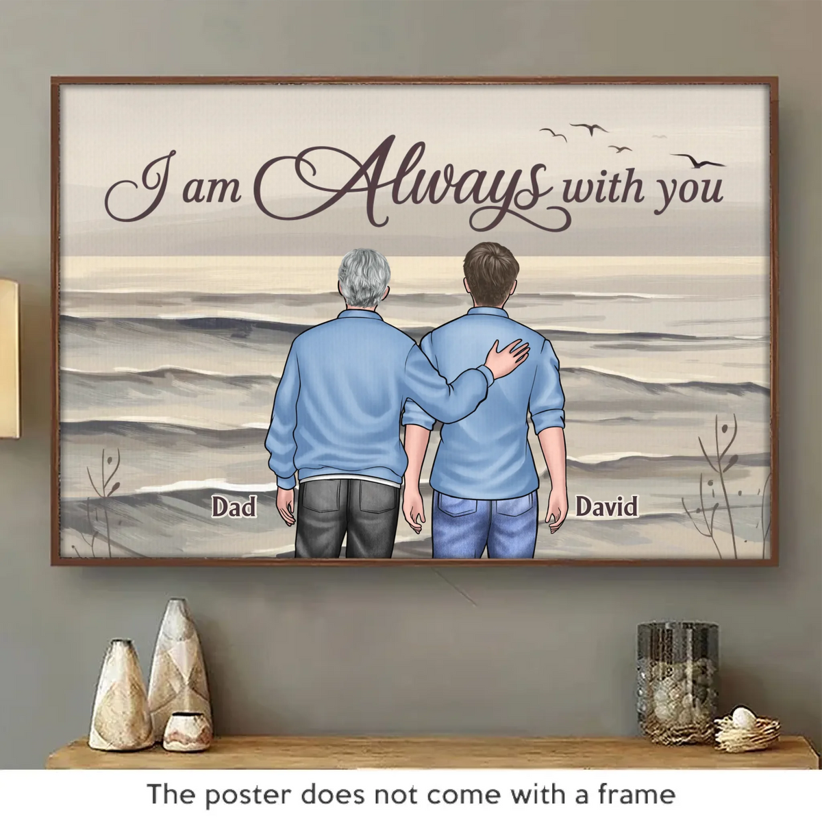 Photo personnalisée « Je suis toujours avec toi » - Affiche horizontale personnalisée commémorative - Cadeau de condoléances pour les membres de la famille