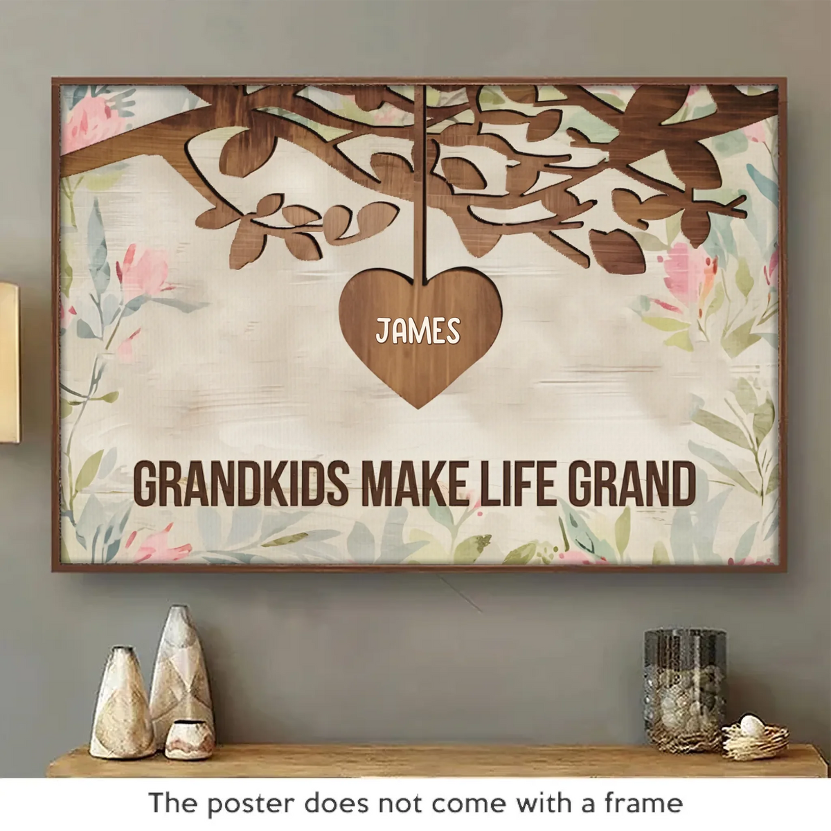 L'amour familial, un trésor intemporel - Affiche horizontale personnalisée pour la famille - Cadeau pour maman, grand-mère