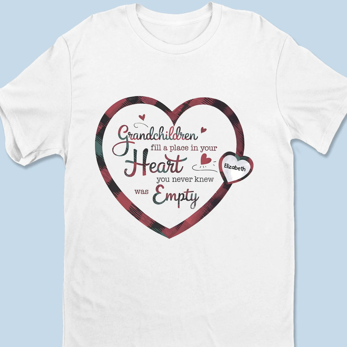T-shirt unisexe personnalisé « Pour toujours dans le cœur de grand-mère » - Cadeau pour grand-mère, grand-père, petit-enfant