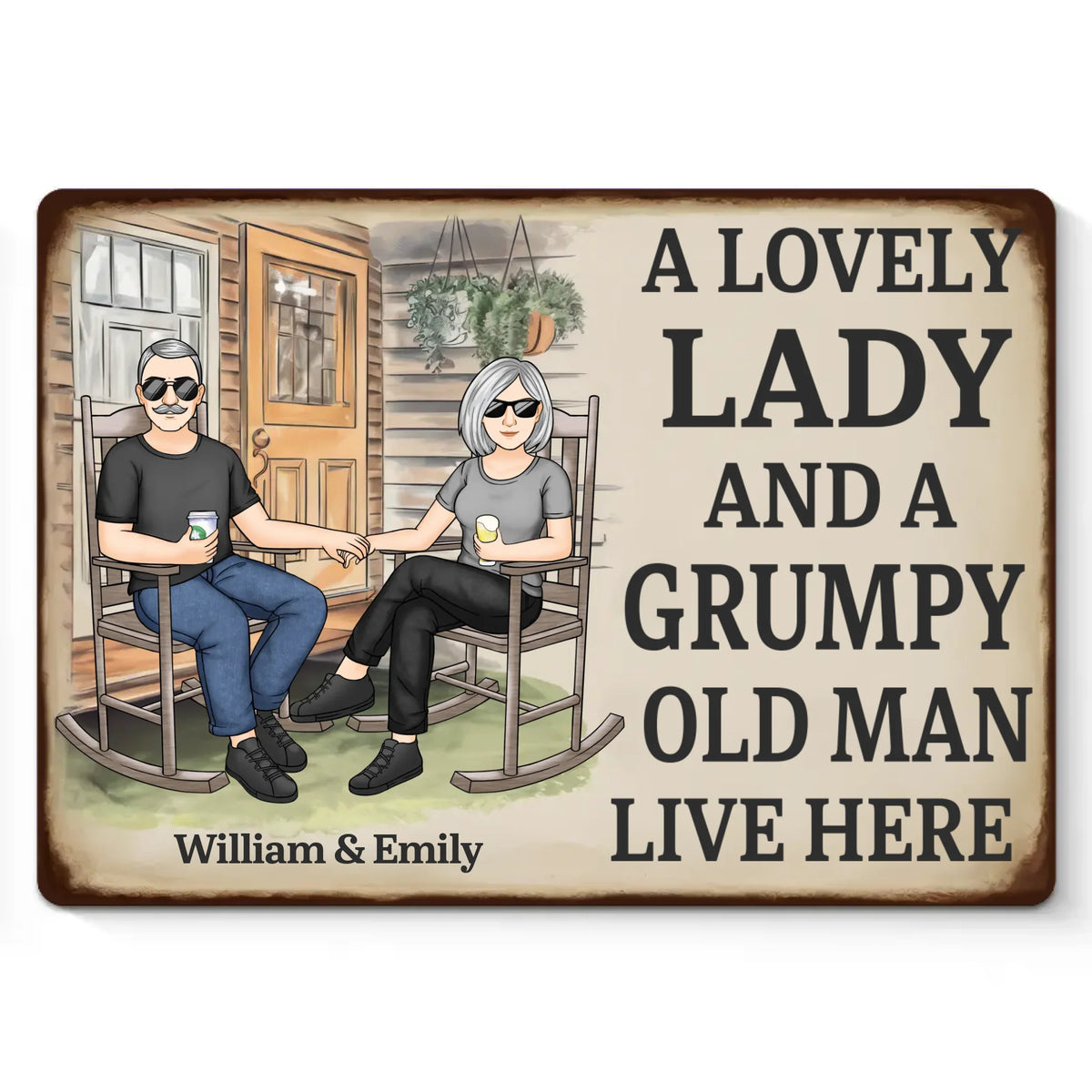 L'amour ne vieillit pas, il s'approfondit - Plaque en métal personnalisée pour couple - Cadeau de pendaison de crémaillère pour mari et femme, anniversaire