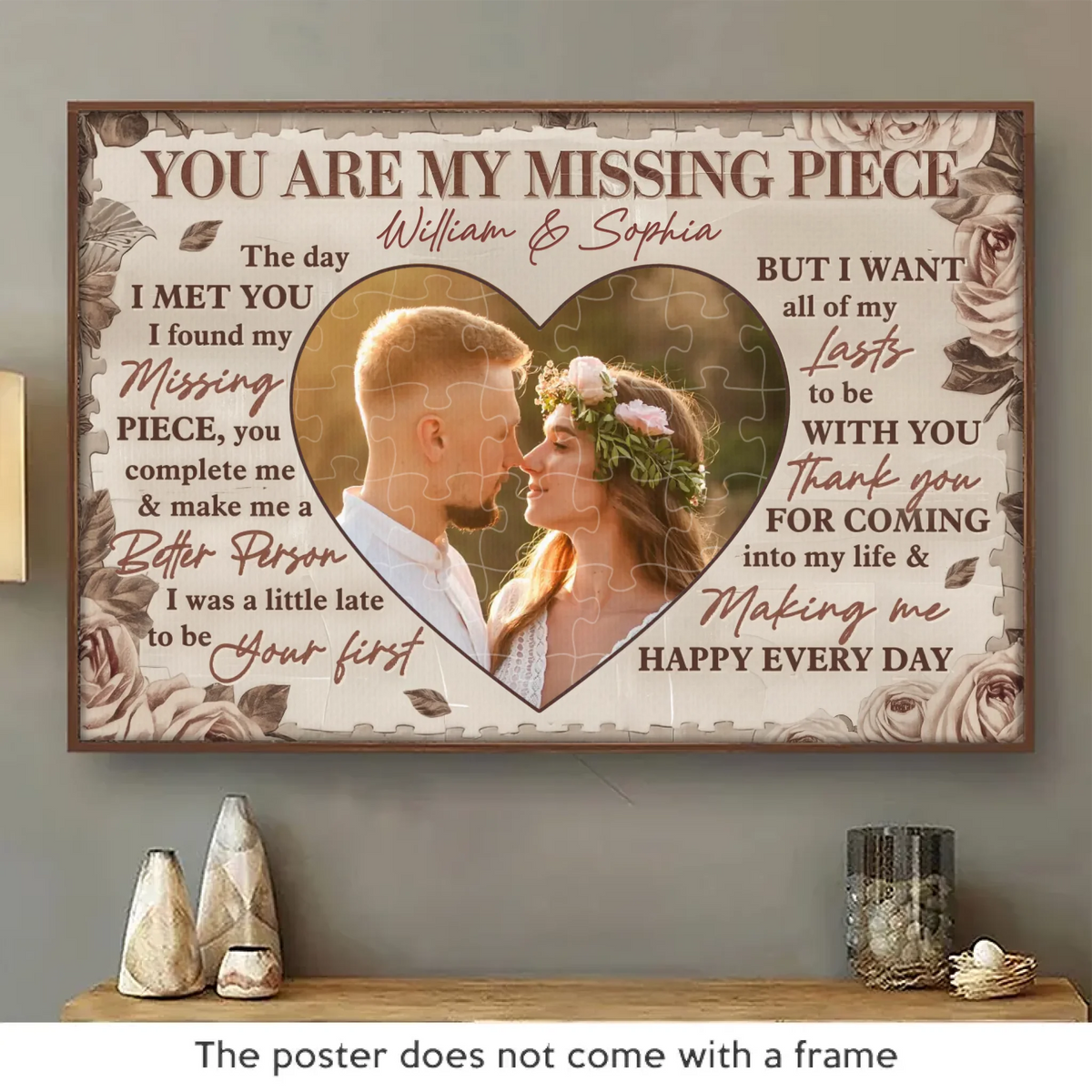 Photo personnalisée Tu me rends entier
 - Affiche horizontale personnalisée pour couple - Cadeau pour mari et femme, anniversaire
