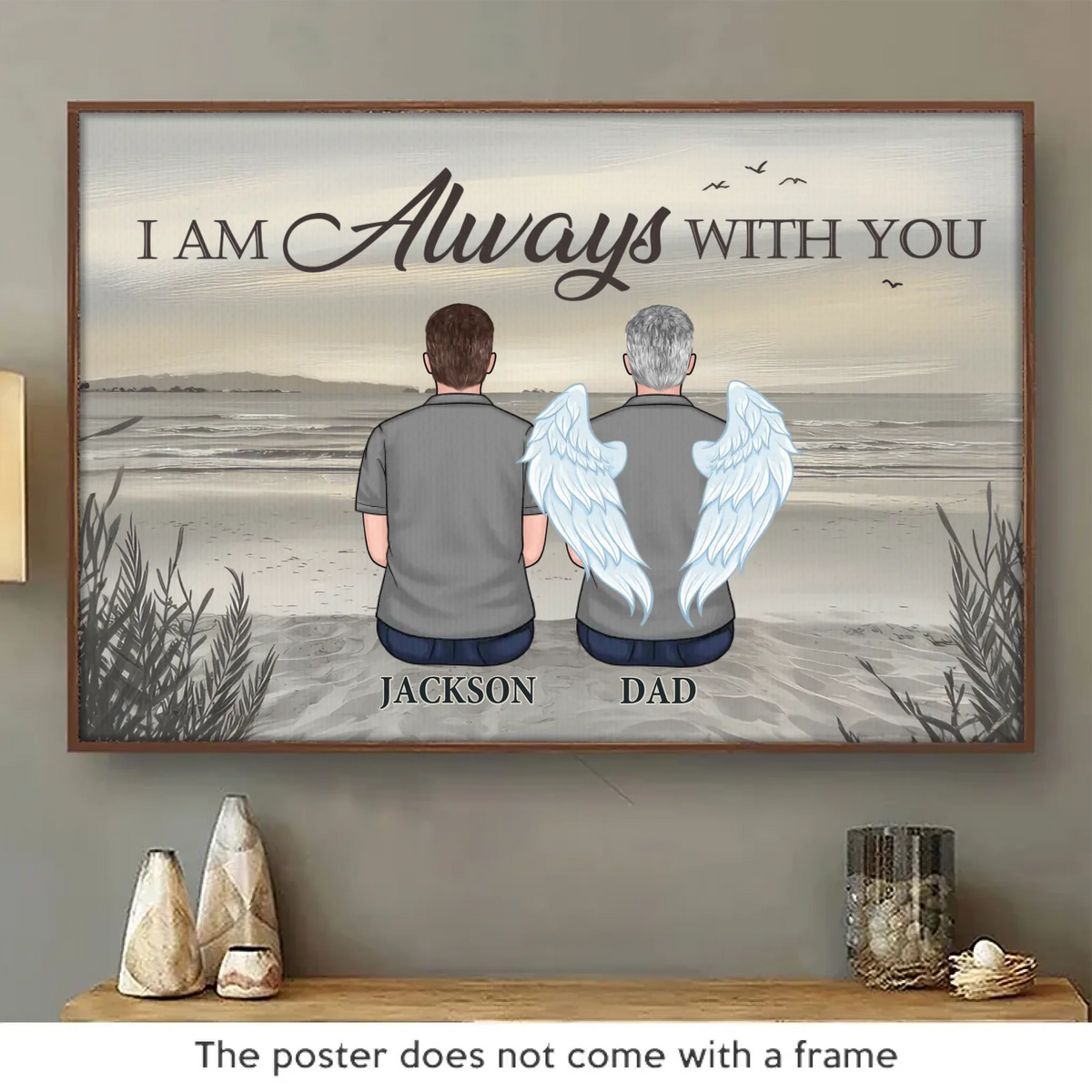 Les souvenirs s'estompent, mais l'amour dure pour toujours - Affiche horizontale personnalisée commémorative - Cadeau de condoléances pour les membres de la famille