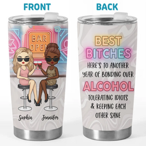 À la santé de l'amitié et des gorgées interminables - Gobelet personnalisé Bestie - Cadeau pour meilleures amies, meilleures amies, sœurs