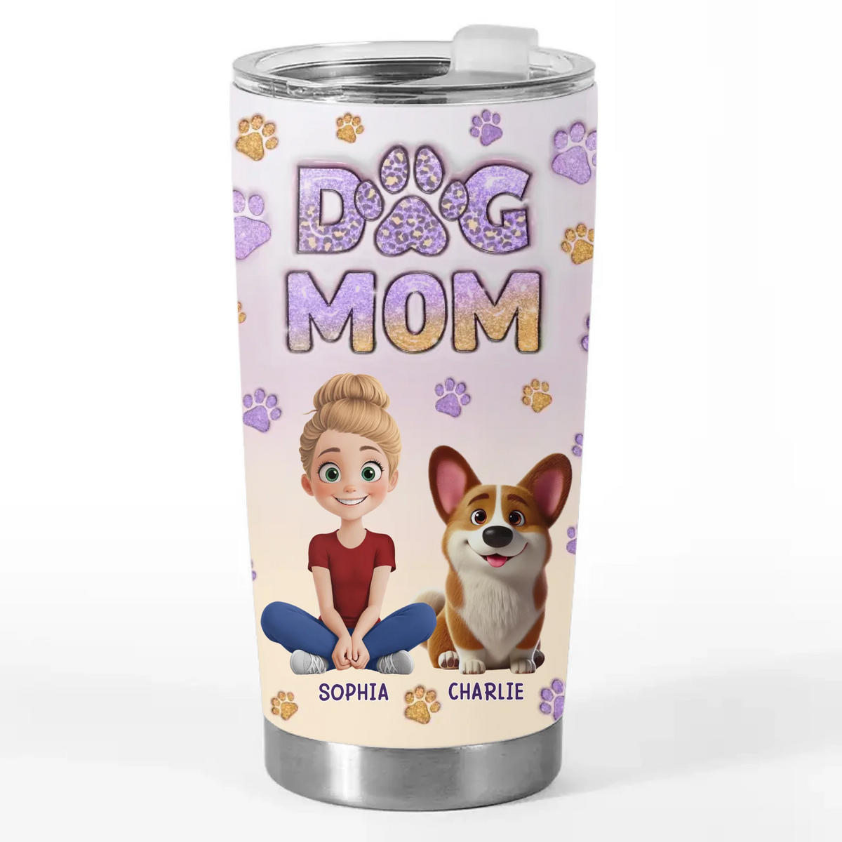Pattes et griffes, tout mon amour - Gobelet personnalisé avec effet gonflable 3D pour chien et chat - Cadeau pour propriétaires et amoureux des animaux