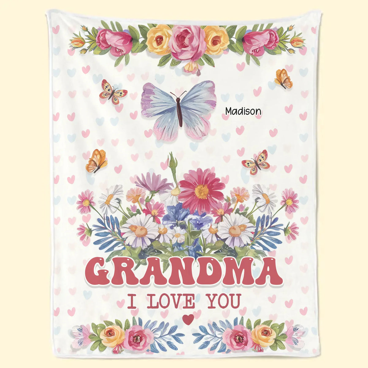 Une façon chaleureuse de célébrer l'amour qui ne s'estompe jamais - Couverture familiale personnalisée - Cadeau de fête des mères pour maman, grand-mère