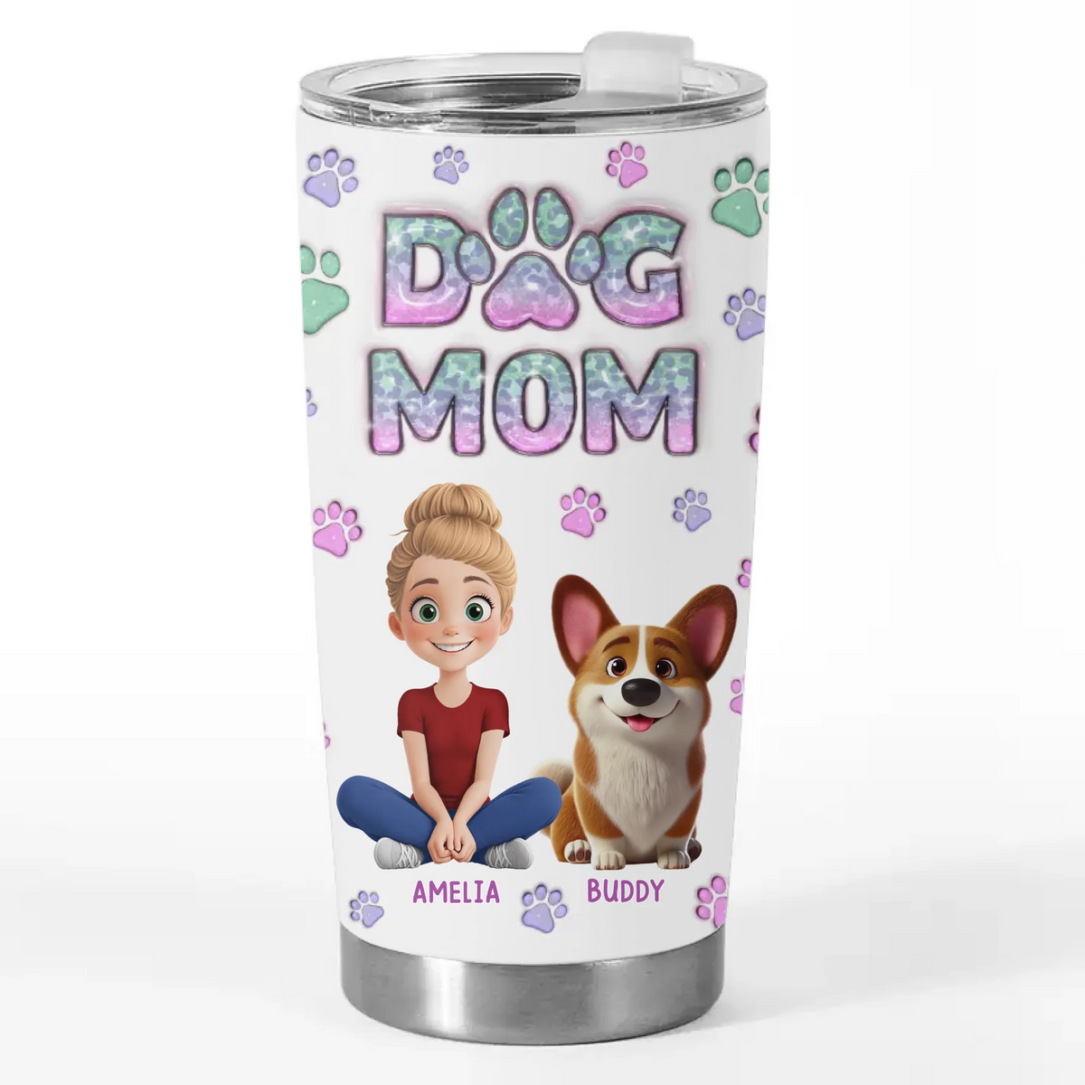 La maison est là où la fourrure colle à tout - Gobelet personnalisé imprimé effet gonflé 3D pour chien et chat - Cadeau pour propriétaires d'animaux et amoureux des animaux