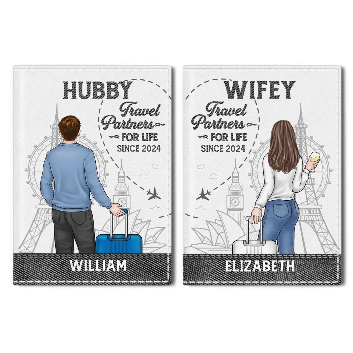 À la poursuite des couchers de soleil, création de souvenirs – Étui de passeport personnalisé pour voyage, porte-passeport – Cadeau de vacances pour les amoureux de voyages d'aventure, mari et femme, anniversaire