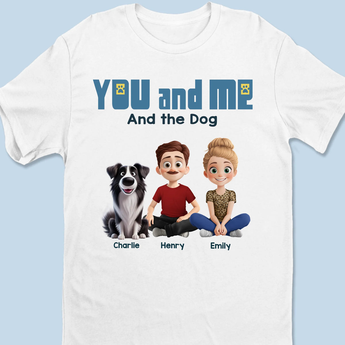 Only You, Me And Happy Tails - T-shirt unisexe personnalisé pour couple, t-shirt premium, sweat à capuche - Cadeau pour mari, femme, anniversaire, propriétaires d'animaux, amoureux des animaux