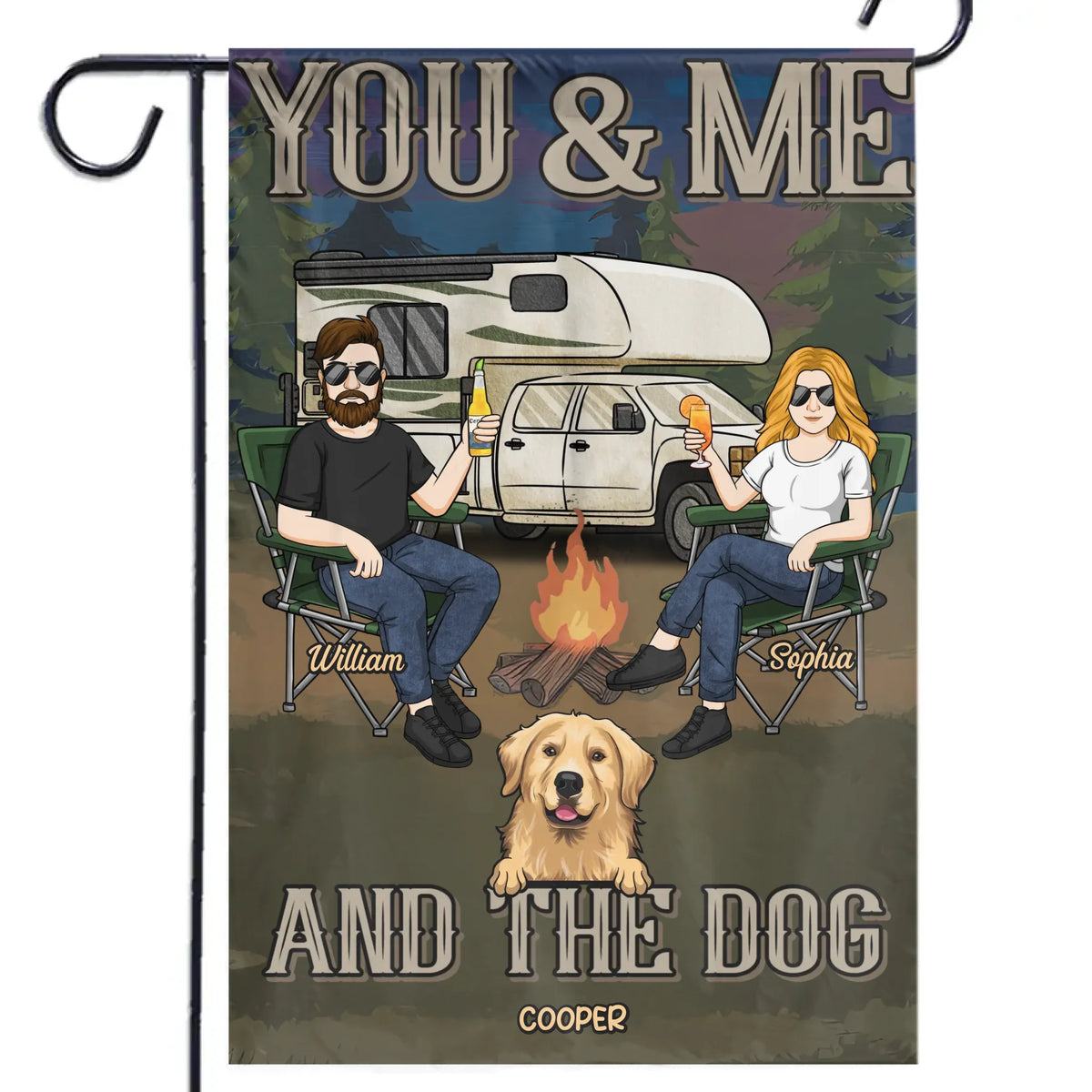 Juste toi, moi et des queues espiègles - Drapeau personnalisé pour chien - Cadeau pour mari, femme, propriétaires d'animaux, amoureux des animaux