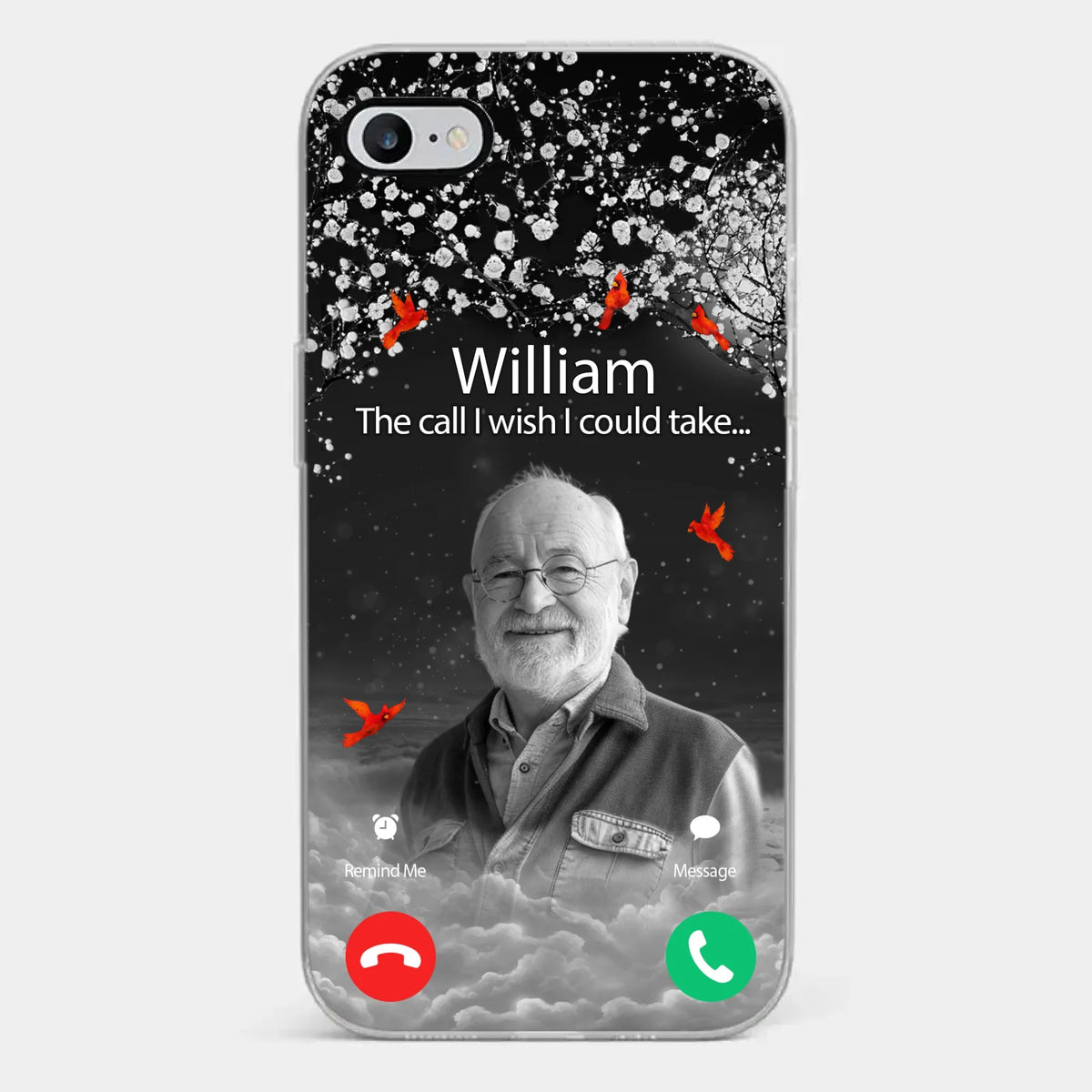 Photo personnalisée « L'appel que j'aurais aimé pouvoir prendre » - Étui de téléphone transparent personnalisé commémoratif - Cadeau de condoléances pour les membres de la famille