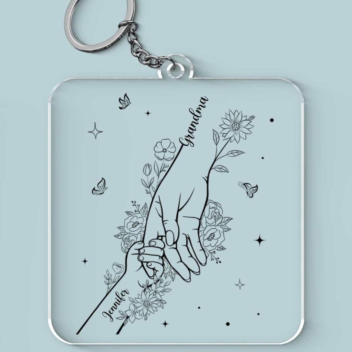 L'amour de grand-mère, toujours proche - Porte-clés personnalisé en acrylique de forme personnalisée pour la famille - Cadeau pour maman, grand-mère