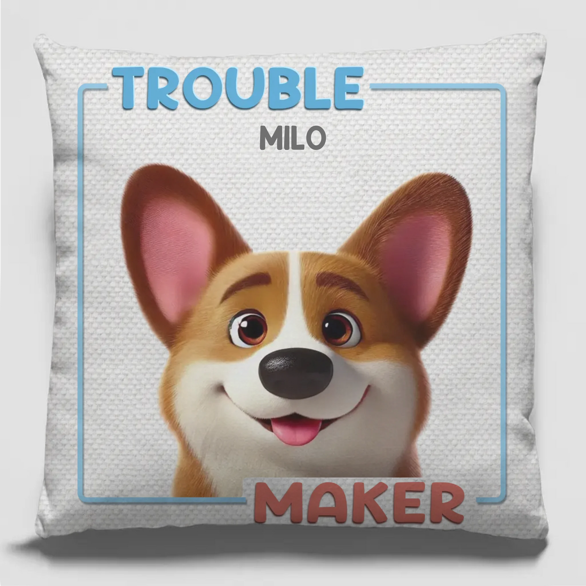 Double Trouble, Powered By Paws - Coussin personnalisé pour chien et chat - Cadeau pour propriétaires et amoureux des animaux