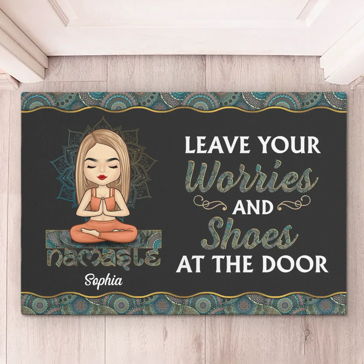 Good Vibes Only - Tapis décoratif personnalisé pour la maison - Cadeau de pendaison de crémaillère pour les amateurs de yoga