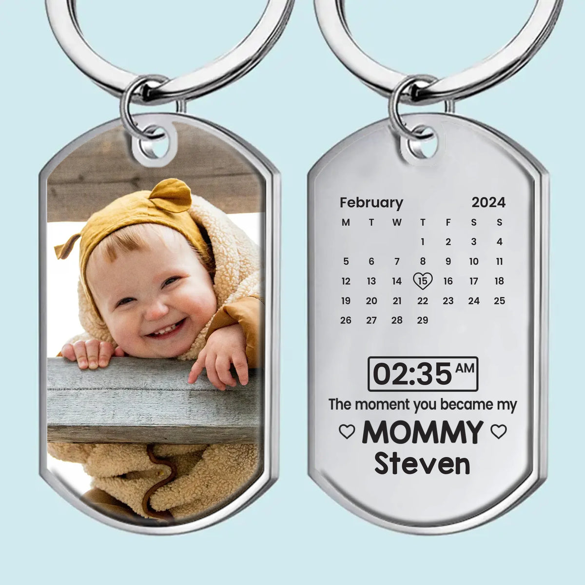Photo personnalisée « Le moment où tu es devenue ma maman » - Porte-clés personnalisé pour la famille - Cadeau pour la fête des mères, la baby shower, la première maman