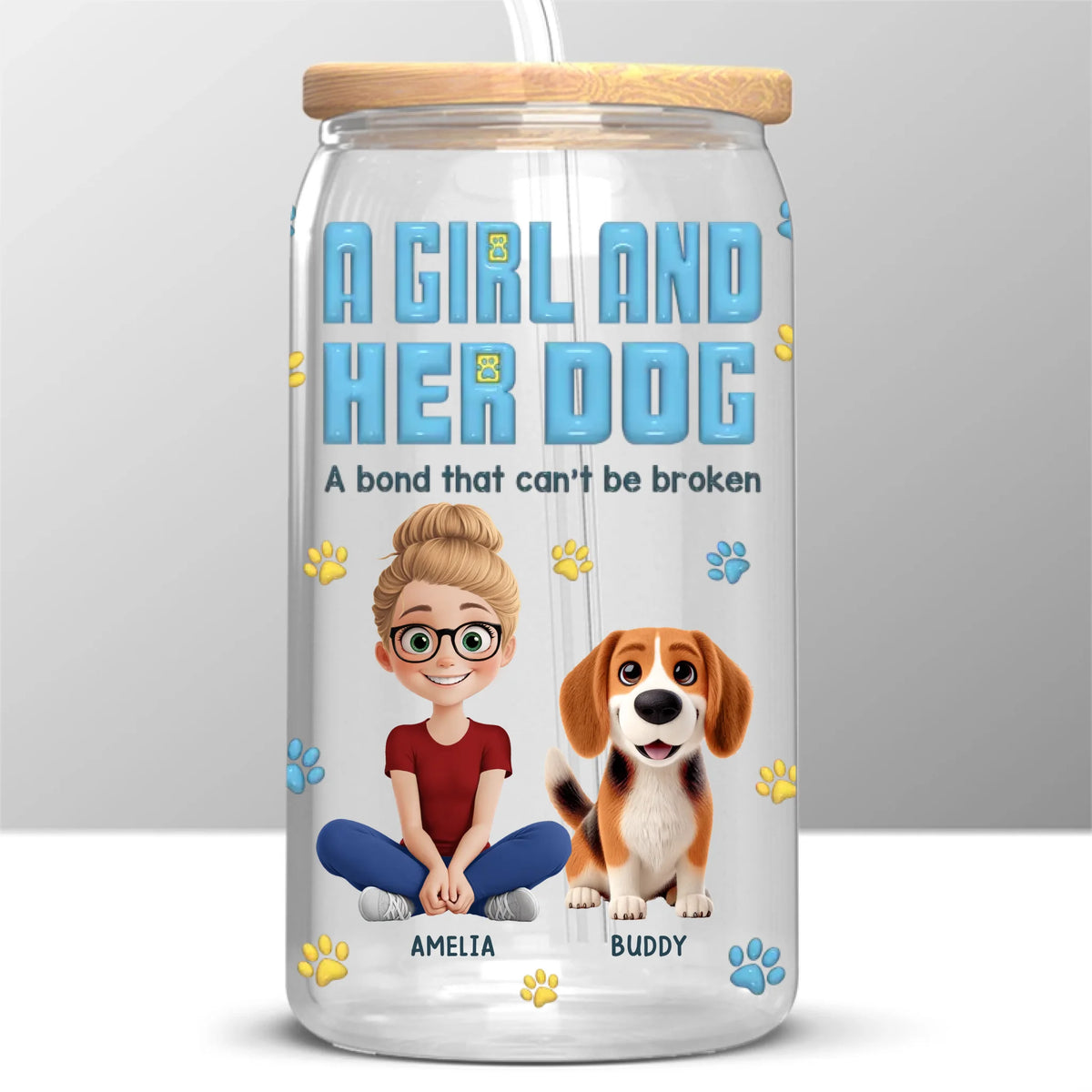 Meilleurs amis pour toujours - Tasse en verre personnalisée pour chien, tasse à café glacé - Cadeau pour propriétaires d'animaux et amoureux des animaux