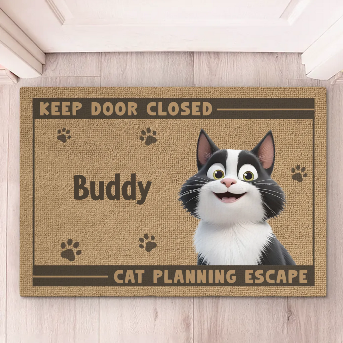 Ne vous laissez pas tromper par le chat ! Tapis décoratif personnalisé pour la maison, motif chat ! Cadeau de pendaison de crémaillère pour les propriétaires et les amoureux des animaux.