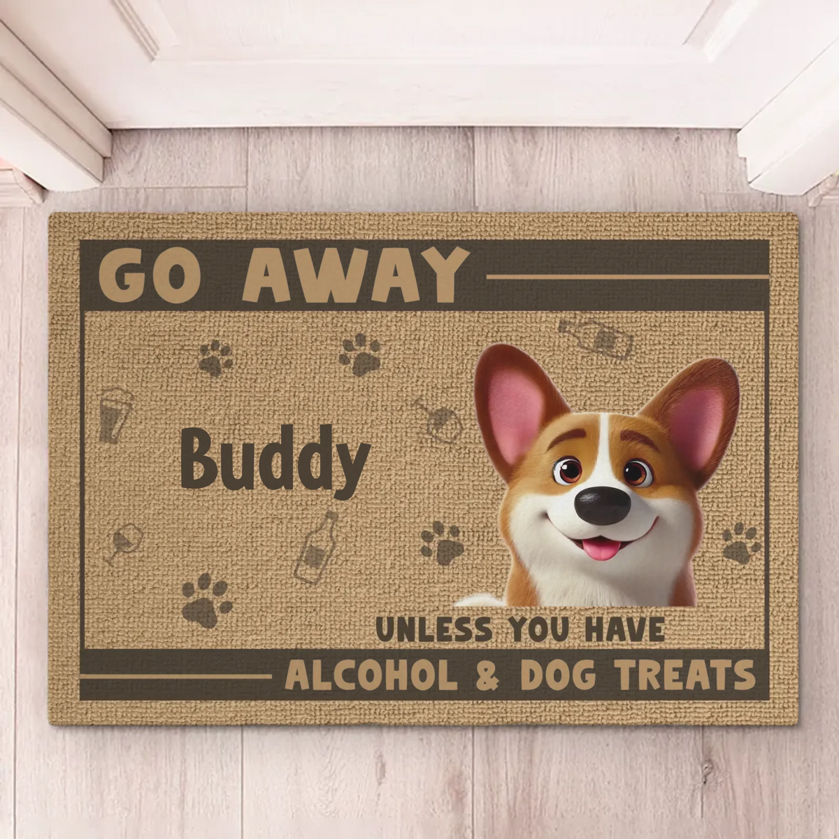 Friandises ou disparaissance - Tapis décoratif personnalisé pour chien et chat - Cadeau de pendaison de crémaillère pour propriétaires et amoureux des animaux