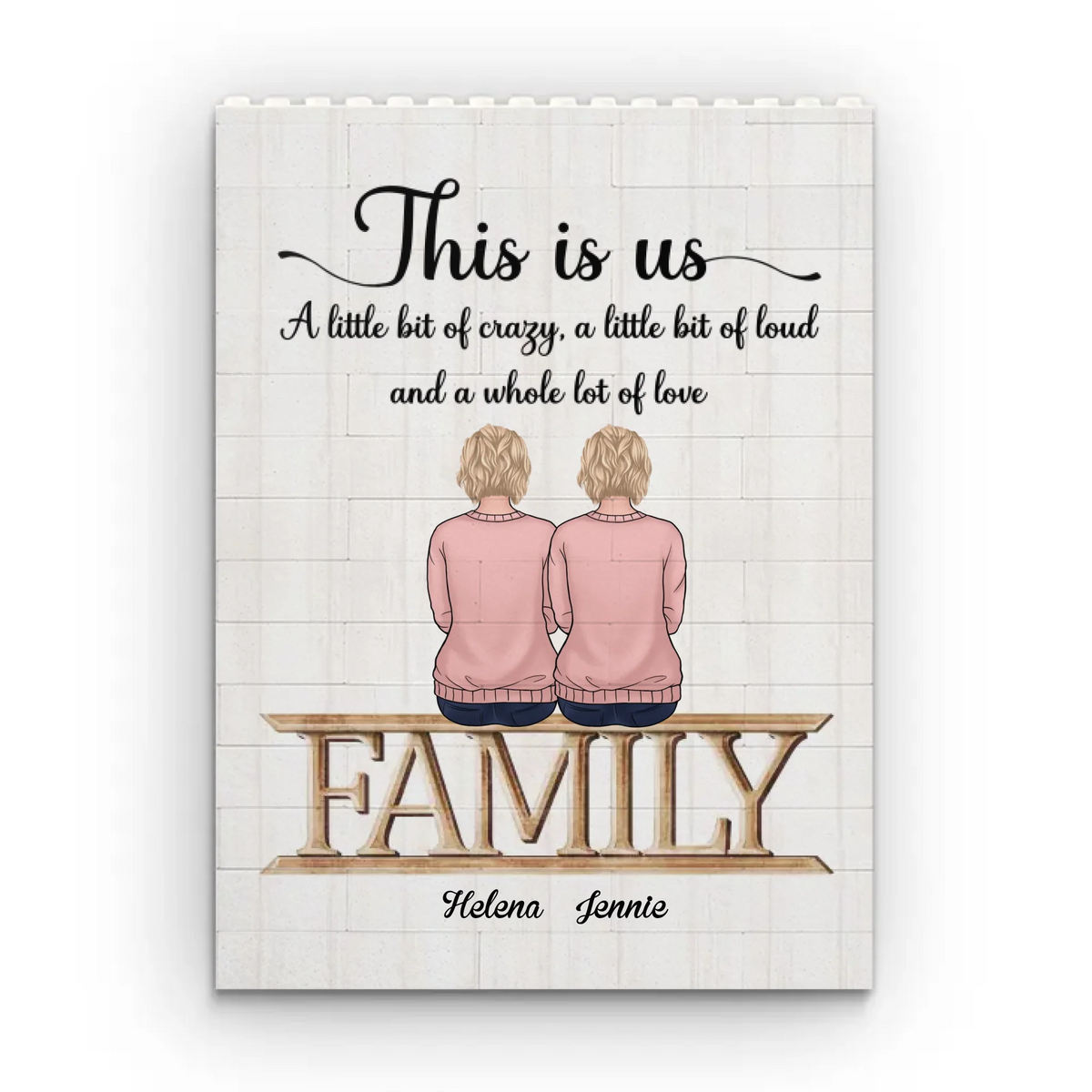 C'est nous, beaucoup d'amour - Blocs de construction rectangulaires verticaux personnalisés pour la famille - Cadeau pour les membres de la famille