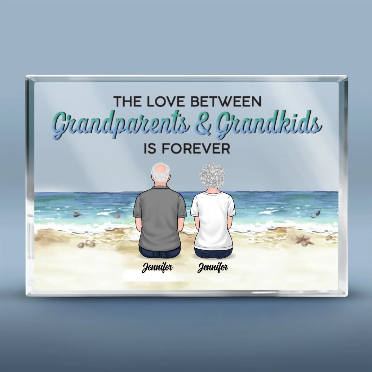 L'amour entre grands-parents et petits-enfants ne connaît pas de distance - Plaque rectangulaire en acrylique personnalisée pour la famille - Cadeau pour les membres de la famille