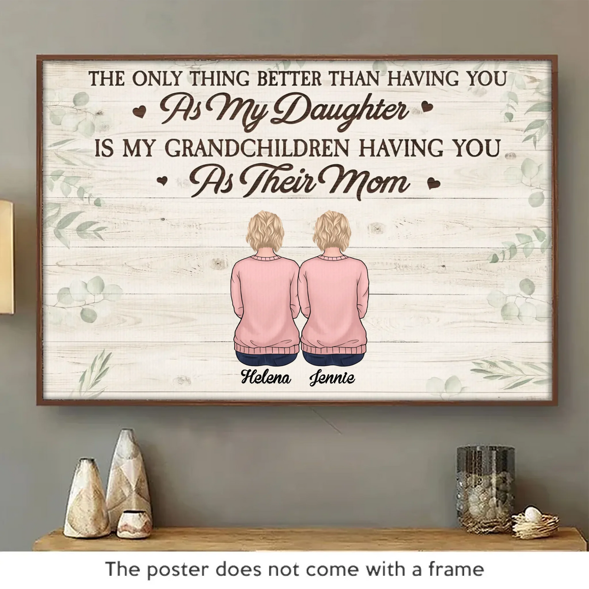 J'ai tellement de toi dans mon cœur - Affiche horizontale personnalisée pour la famille - Cadeau pour fille, fils