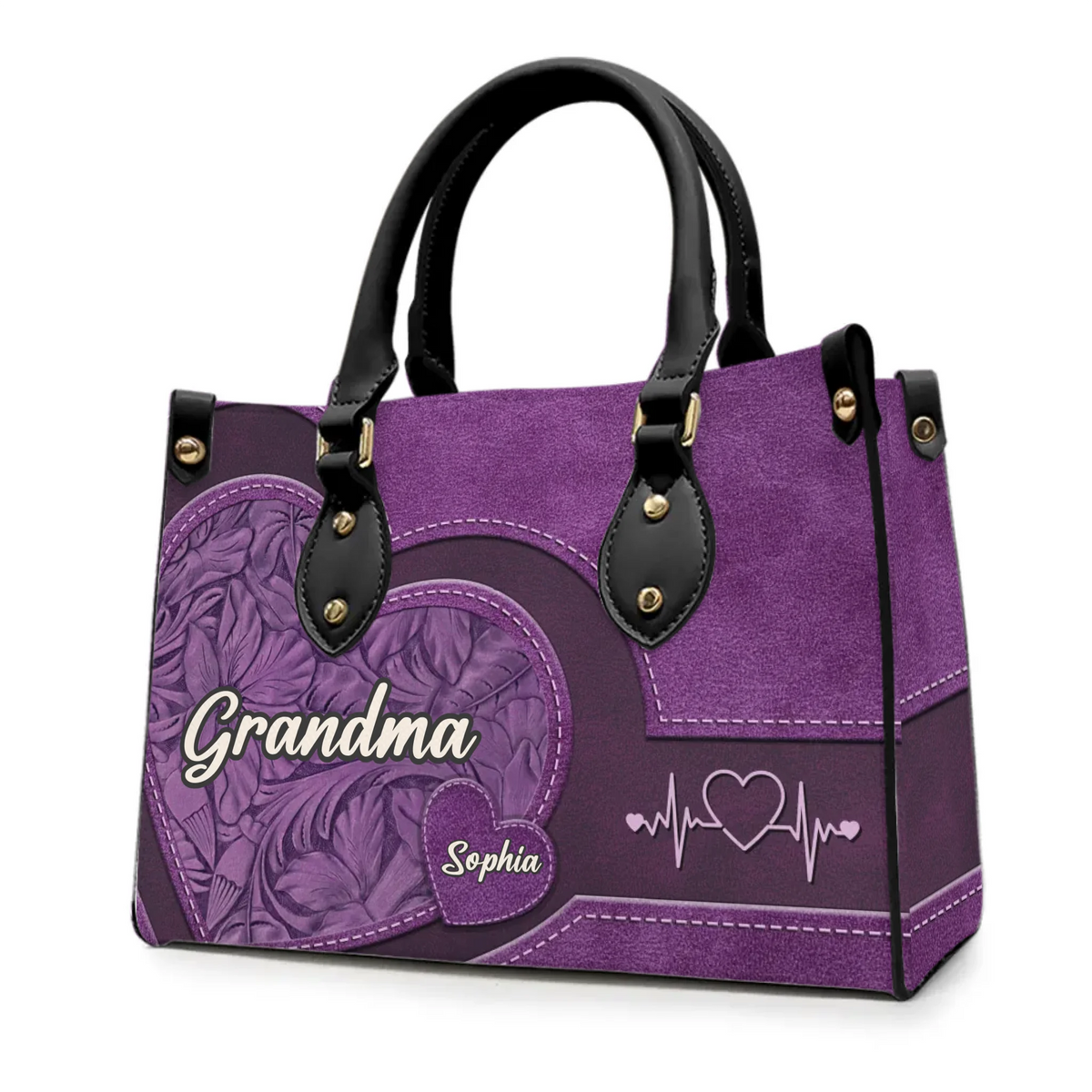 Grand-mère, tu es le soleil de ma vie - Sac à main en cuir personnalisé pour la famille - Cadeau pour la fête des mères, maman, grand-mère