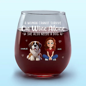 Tout ce dont j'ai besoin, c'est de vin et de mon chien - Verre à vin personnalisé pour chien - Cadeau pour les propriétaires d'animaux et les amoureux des animaux