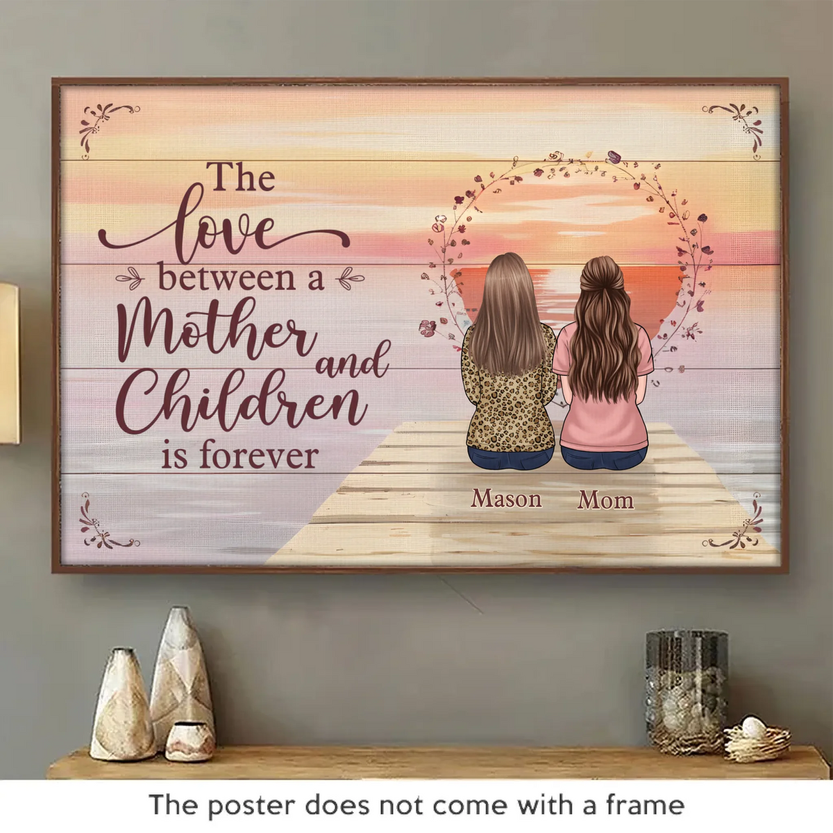 Un amour qui résiste à l'épreuve du temps - Affiche horizontale personnalisée pour la famille - Cadeau pour maman